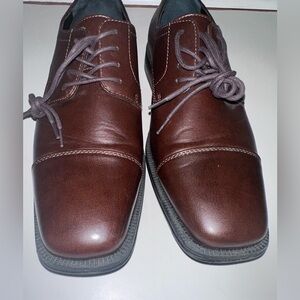 Alfani Brown Leather Adam Oxfords with Cap Toe Design